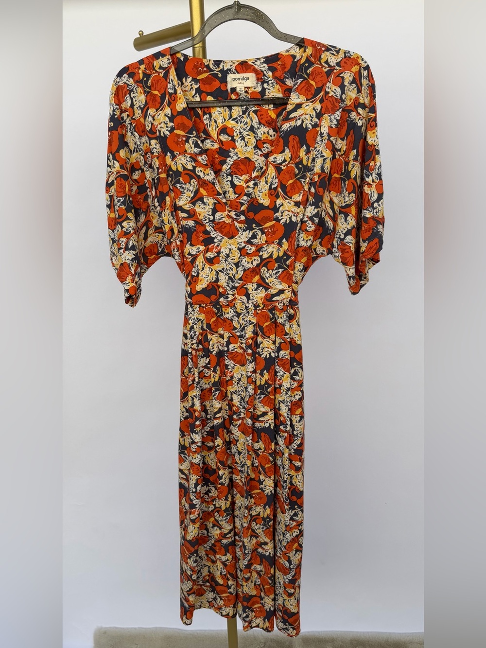 Anthropologie Porridge Les Papillons Floral Butterfly Print Back Tie Midi Dress